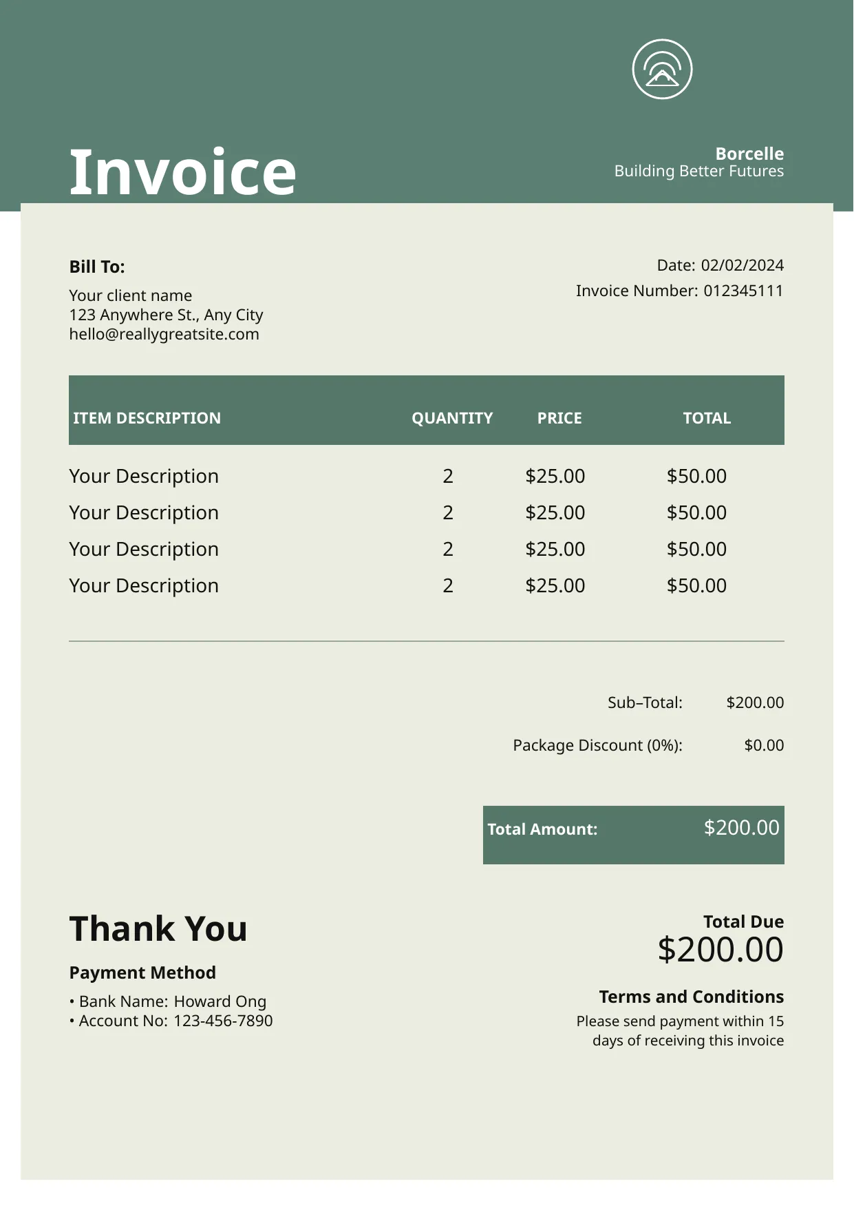 Sage card invoice template